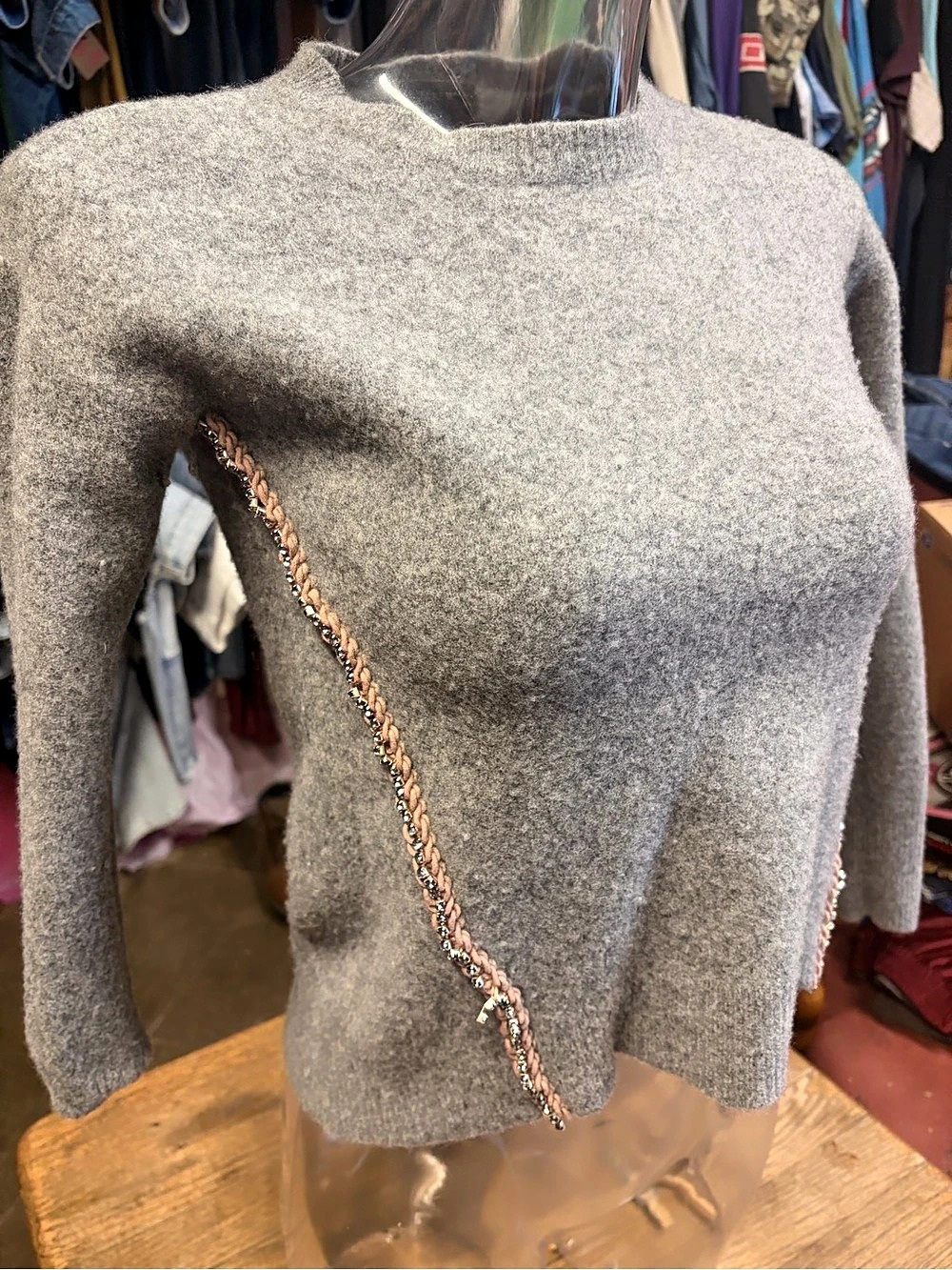 J.Crew Embellished Pullover Sweater Gray Small